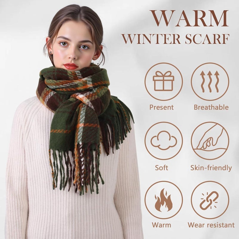 Pleneal Winter Scarf for Women, Scottish Checked Scarf Cashmere Feel Christmas Long Oversized Fashion Scarfs - Image 2